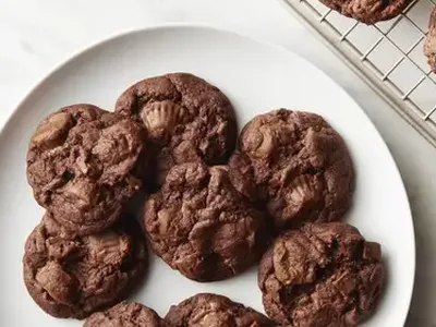 Double Chocolate Pudding Cookies with Peanut Butter Cups