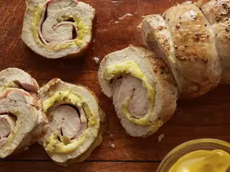 Stuffed Cuban Pork Tenderloin with Ham and Swiss