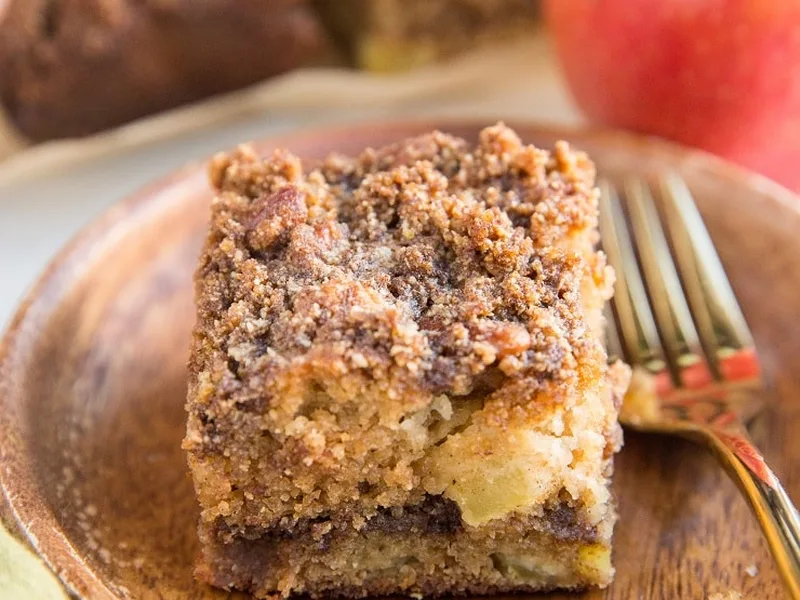 Paleo Almond Flour Apple Coffee Cake with Cinnamon Streusel