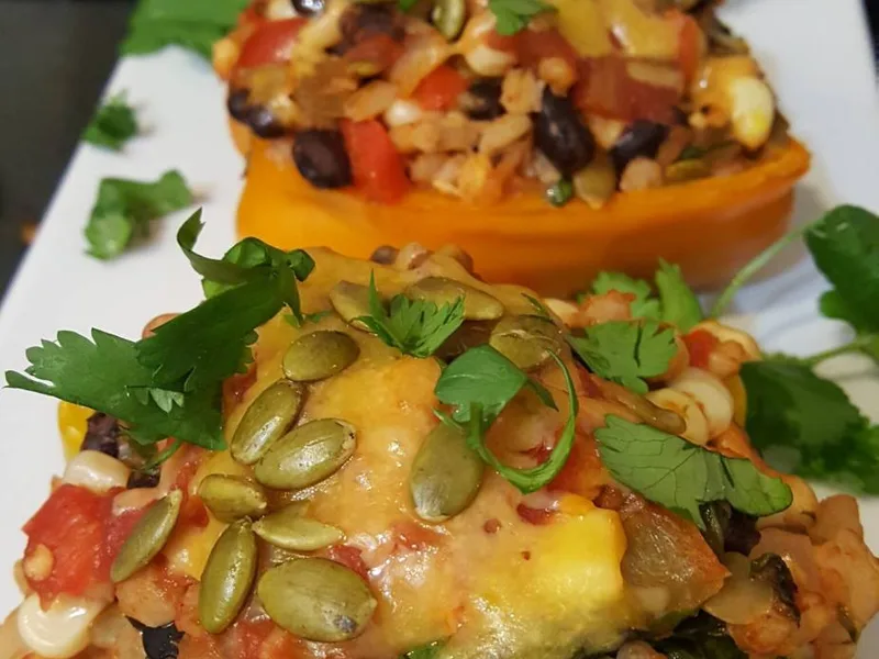 Southwestern Black Bean Rice Stuffed Bell Peppers