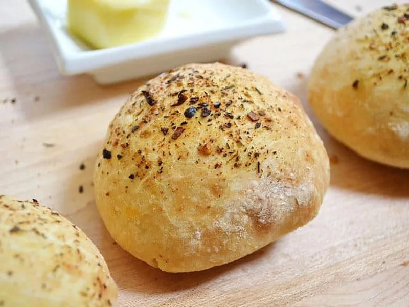No-Knead Focaccia Rolls with Italian Seasoning