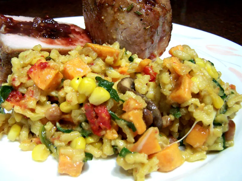 Mediterranean Risotto With Roasted Pumpkin and Corn