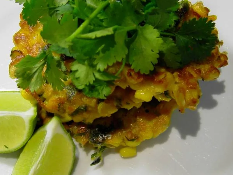 Pan-Fried Corn Cakes with Cilantro and Fish Sauce