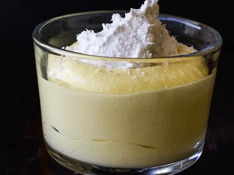 Rum Piña Colada Mousse with Coconut Whipped Cream