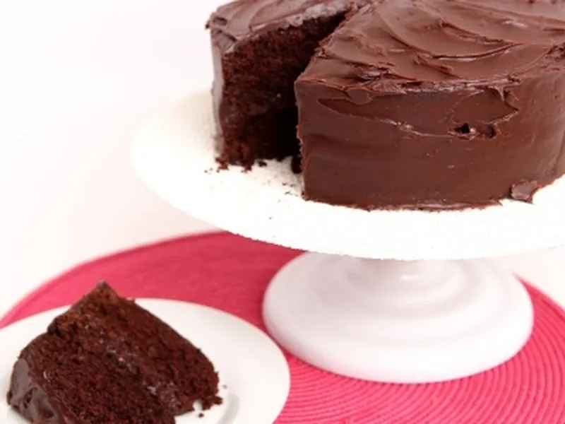 Rich Devil's Food Cake with Chocolate Ganache Frosting