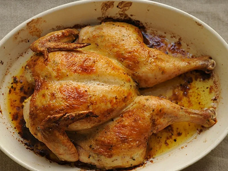 Spatchcocked Slow-Roasted Chicken with Herb Butter