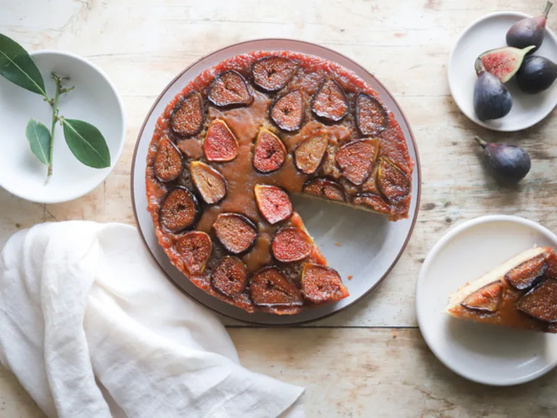 Fig Upside-Down Cake with Bay Leaf Caramel