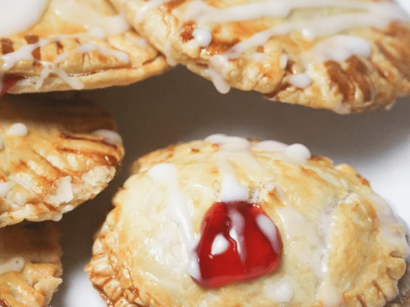 Air Fryer Cherry Pie Bombs with Glaze