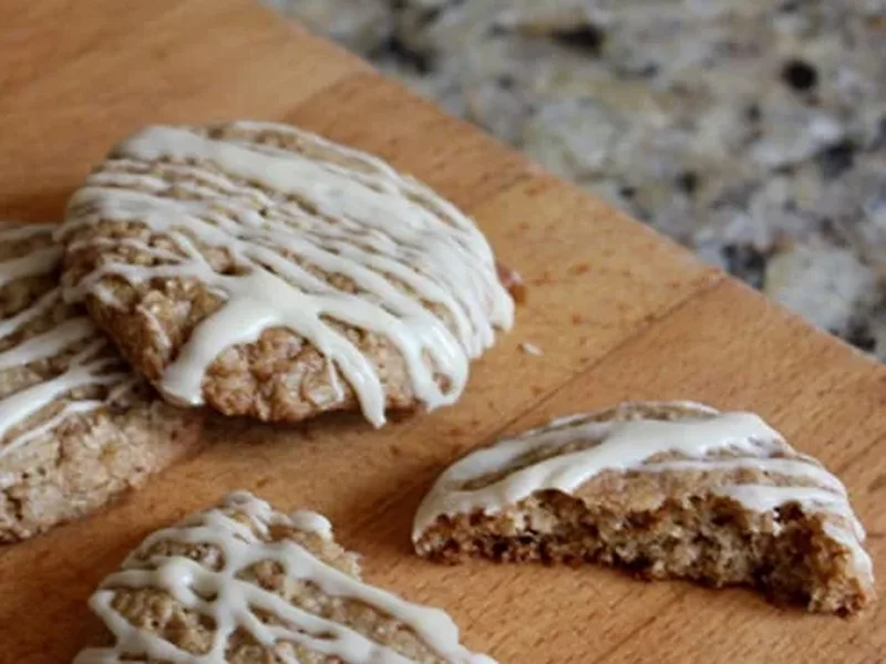 Chewy Maple Oatmeal Cookies with Ground Oats and Maple Icing