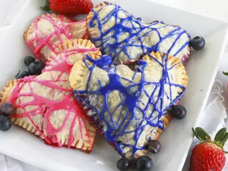 Boozy Bourbon Berry Heart Hand Pies with Glaze