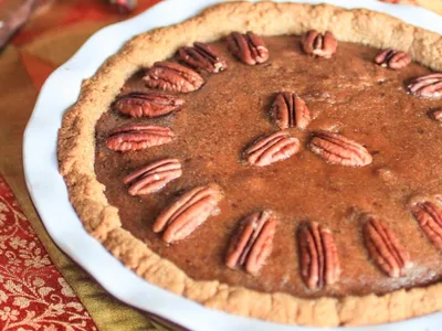 Grain-Free Almond Flour Pecan Pie with Date Filling