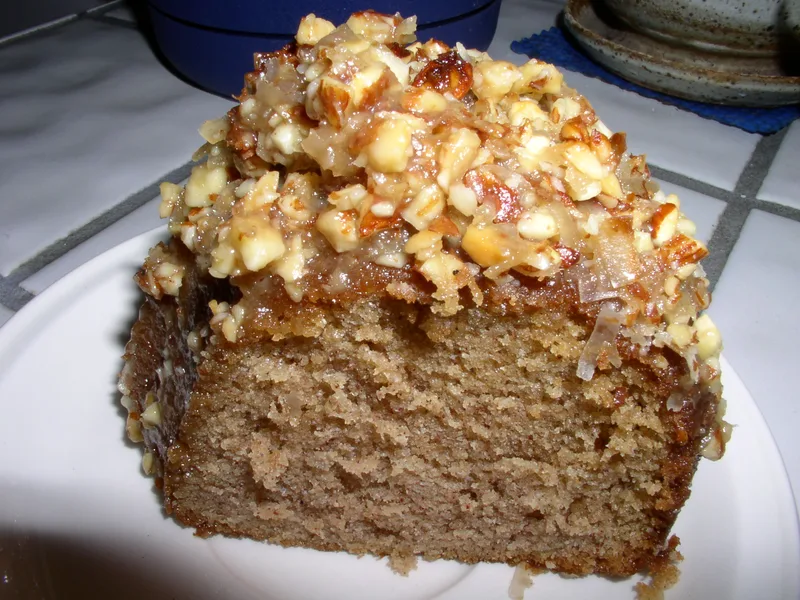 Spiced Bundt Cake with Broiled Almond-Coconut Topping