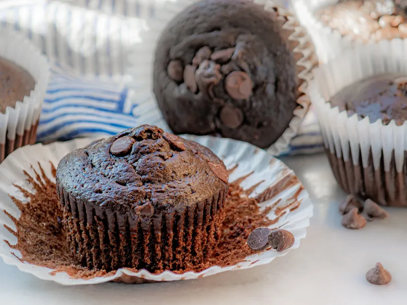 Costco Copycat Chocolate Muffins with Cinnamon and Chocolate Chips