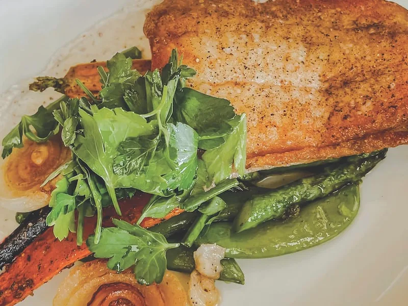 Pan-Seared Flounder with Za'atar Roasted Vegetables
