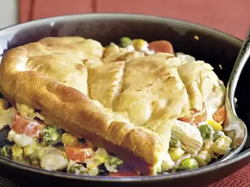 Crescent Roll Chicken Pot Pie with Mixed Vegetables