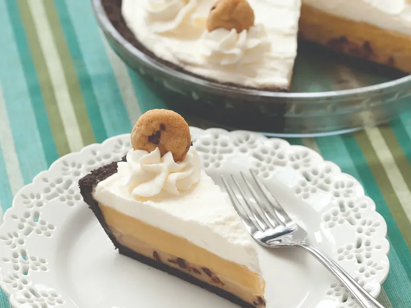 Cookie Dough Cream Pie with Chocolate Wafer Crust
