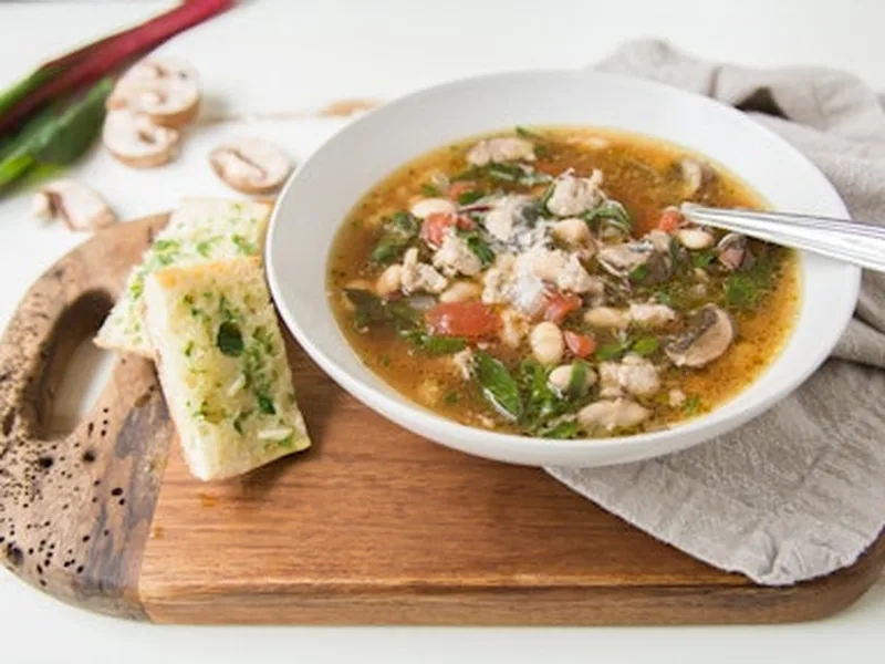 Italian Sausage and Chard Soup with Simple Garden Salad
