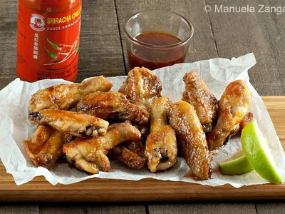 Crispy Maple Sriracha Baked Chicken Wings