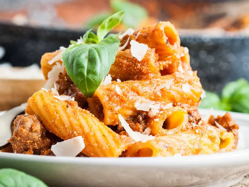 Creamy Italian Sausage Rigatoni with Cottage Cheese
