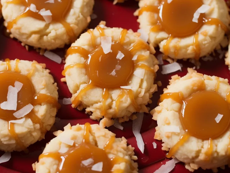 Coconut Thumbprint Cookies with Salted Caramel