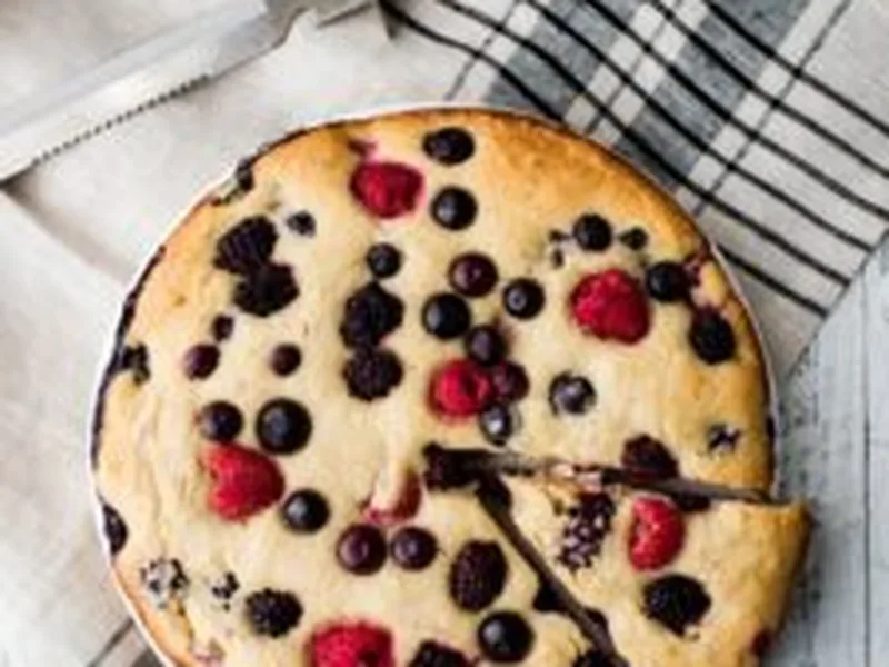 Mixed Berry Ricotta Cake with Maple Syrup