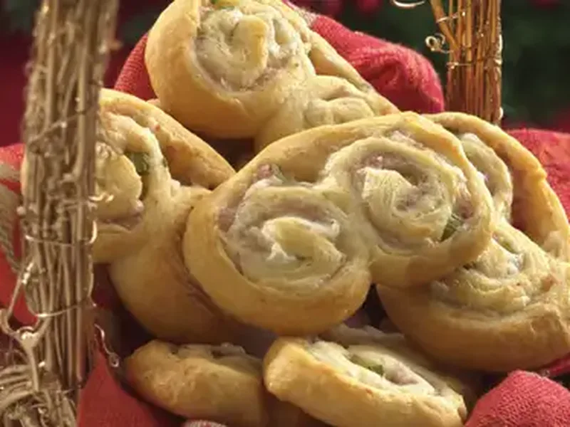 Ham and Swiss Double Pinwheels with Crescent Roll Dough