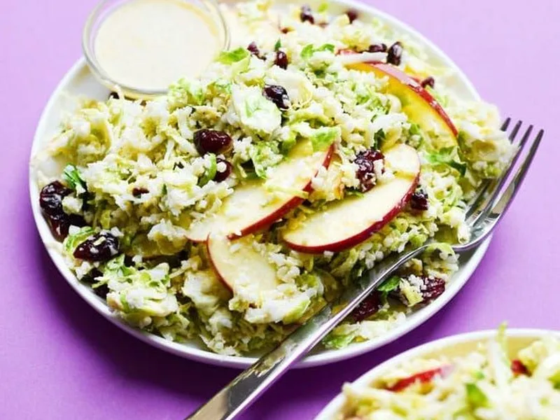 Shaved Brussels Sprouts Salad with Honey Mustard Dressing