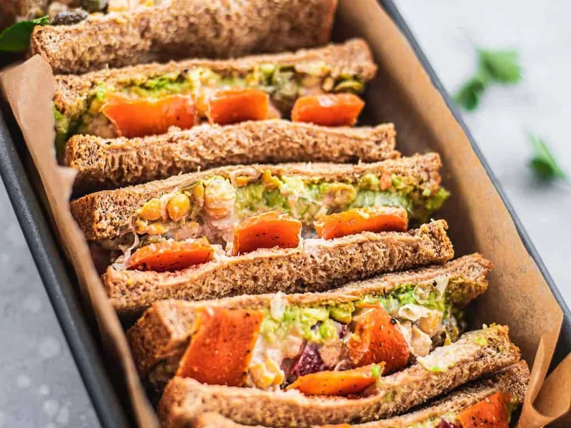 Vegan Chickpea Salad Sandwich with Roasted Carrots