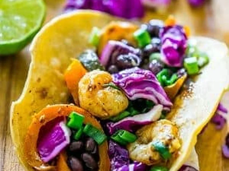 Charred Habanero Tomatillo Shrimp Tacos