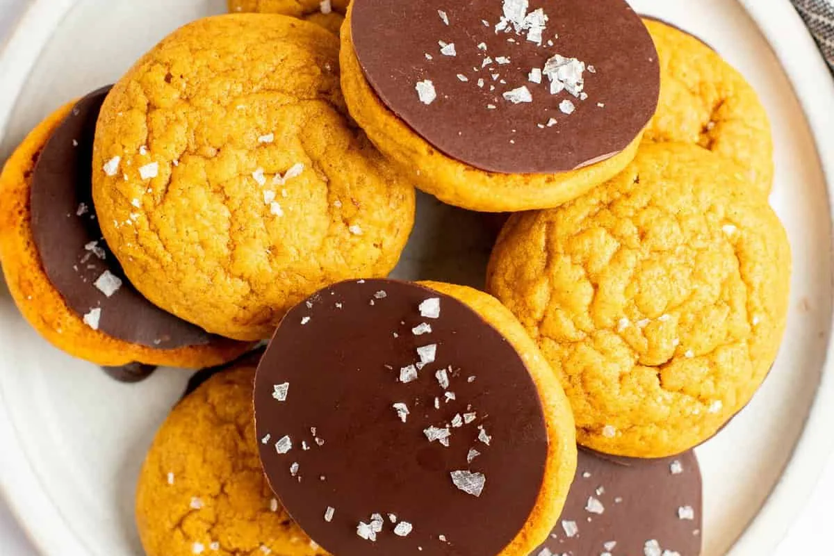 Chocolate Dipped Pumpkin Cookies with Cinnamon and Sea Salt | EasyCook