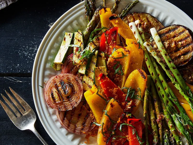 Grilled Mediterranean Vegetable Salad with Orange Vinaigrette