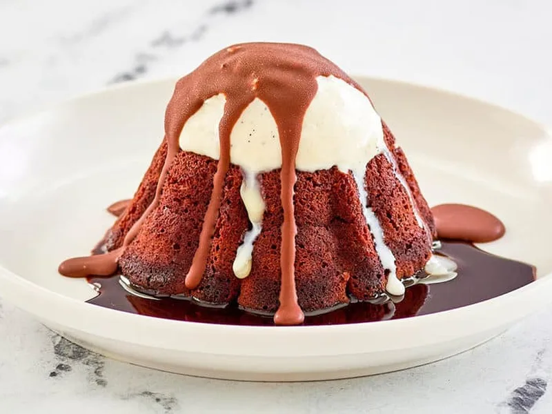 Molten Chocolate Lava Cake with Ice Cream and Magic Shell