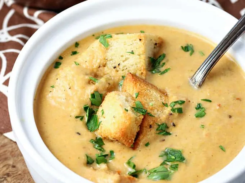 Creamy Frozen Vegetable Soup with Herbs and Tomatoes