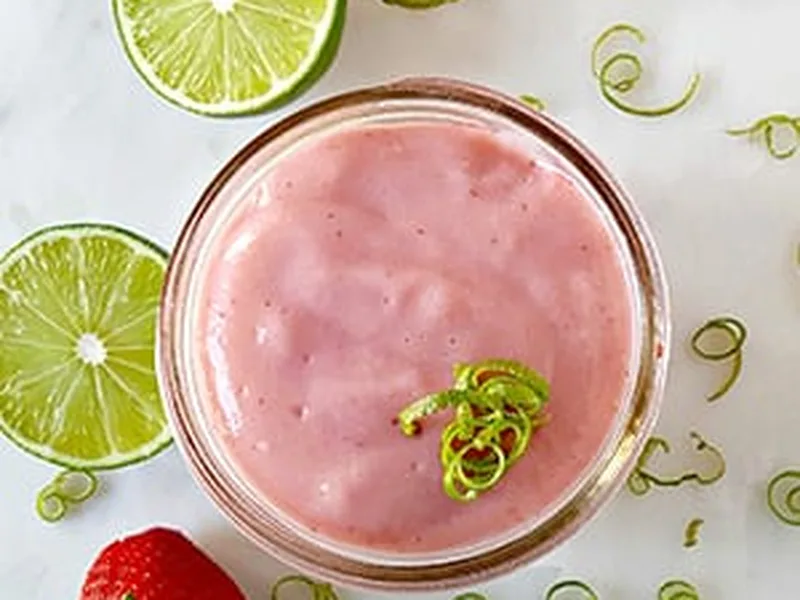 Creamy Strawberry Lime Pudding with Natural Gelatin