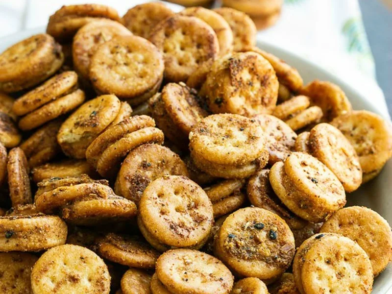 Baked Worcestershire Ritz Bits with Everything Seasoning