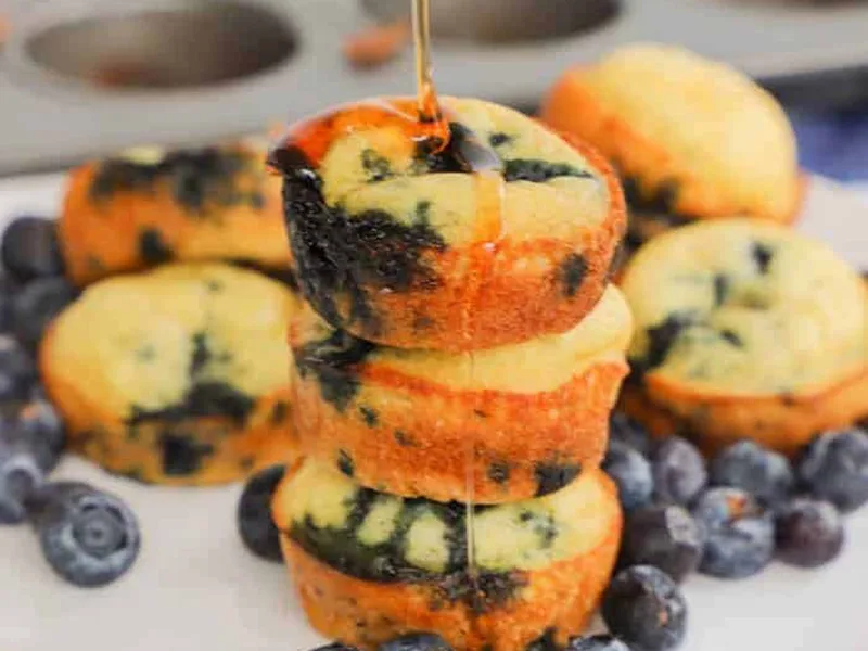 Fluffy Blueberry Pancake Mini Muffins