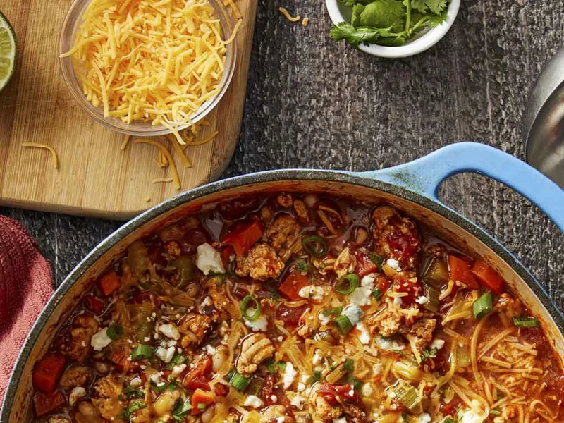 Easy Buffalo Turkey Chili with White Beans