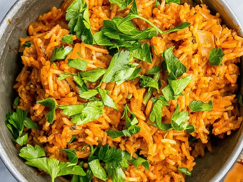 One Pot Peri Peri Rice with Bell Peppers and Tomatoes