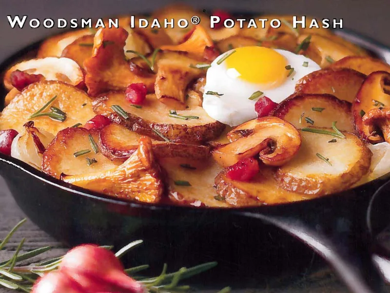 Woodsman Idaho Potato Hash with Quail Eggs and Wild Mushrooms