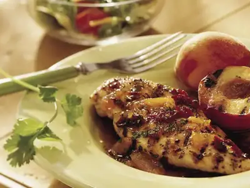 Grilled Chicken with Smoky Chipotle-Peach Glaze