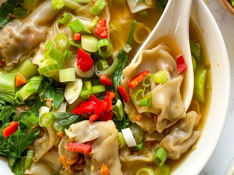 Vegetable Wonton Soup with Ginger and Gochugaru