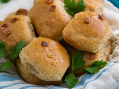 Ukrainian Garlic Pampushki Bread Rolls with Bacon