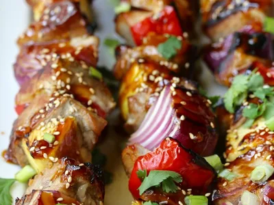 Grilled Teriyaki Pork Kebabs with Pineapple
