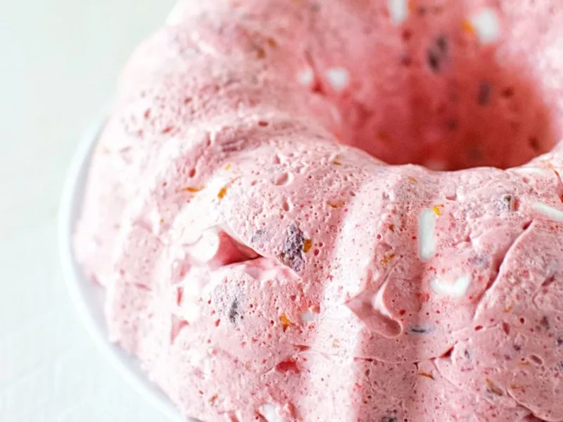 Cranberry Marshmallow Gelatin Salad with Mandarin and Pecans