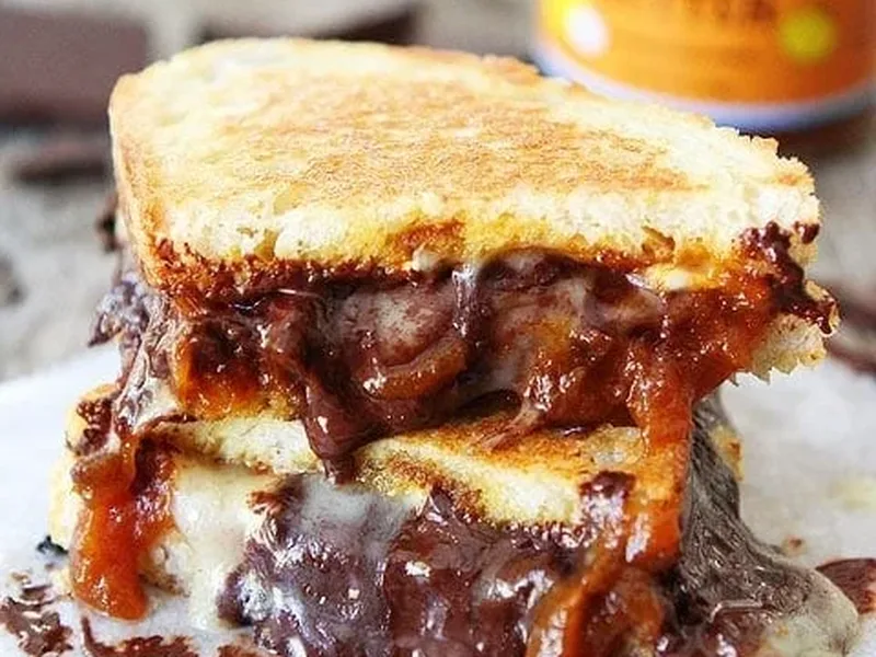 Pumpkin Butter Brie and Chocolate Grilled Cheese Sandwich
