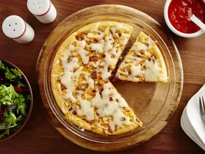 Impossibly Easy Lasagna Pie with Ground Beef and Three Cheeses