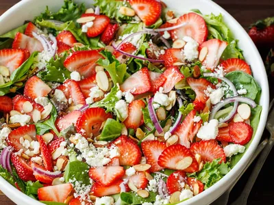 Fresh Strawberry Salad with Honey Vinaigrette and Feta