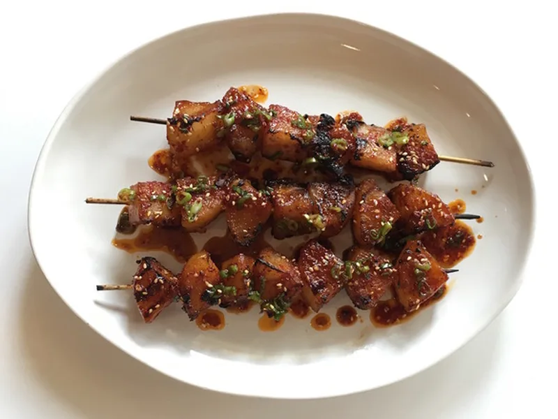 Korean-Style Grilled Daikon Radish Skewers with Spicy Sauce