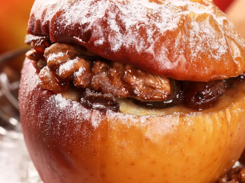 Quick Air Fryer Baked Apples with Oat Walnut Filling