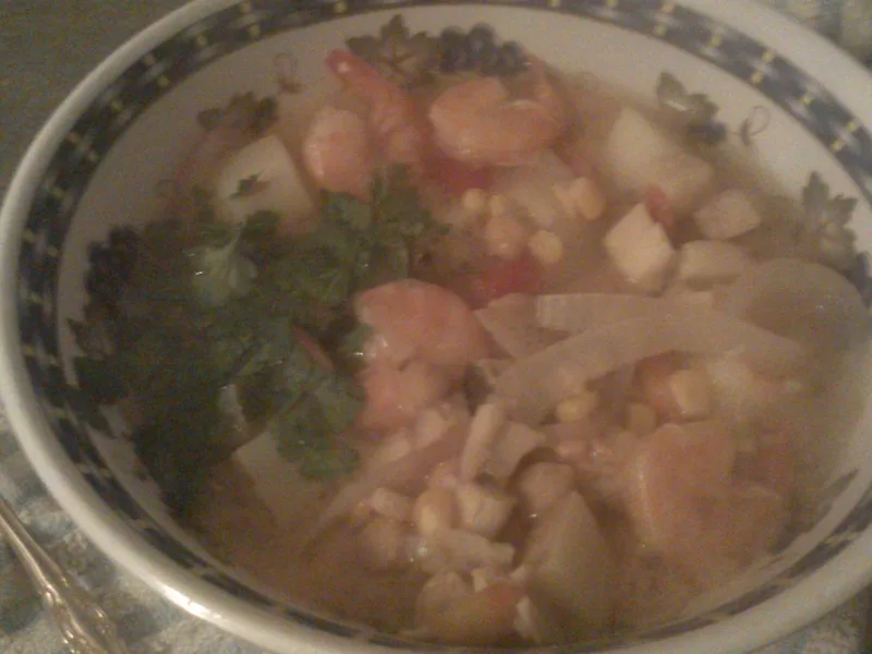 Quick Peruvian Seafood Soup with Lime-Marinated Fish